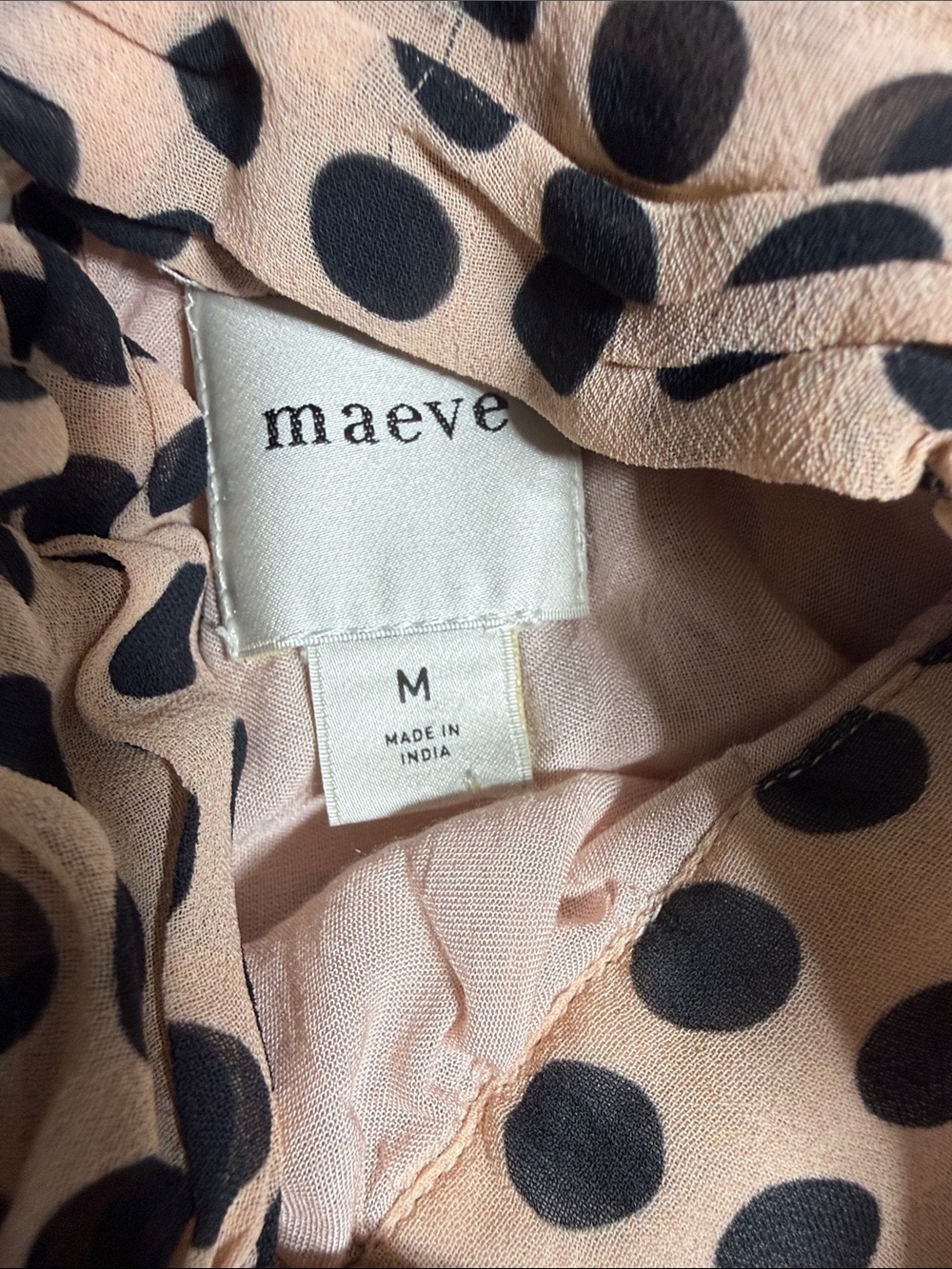 Maeve Black Polka Dot Peach Mini Dress - Picture 2 of 7